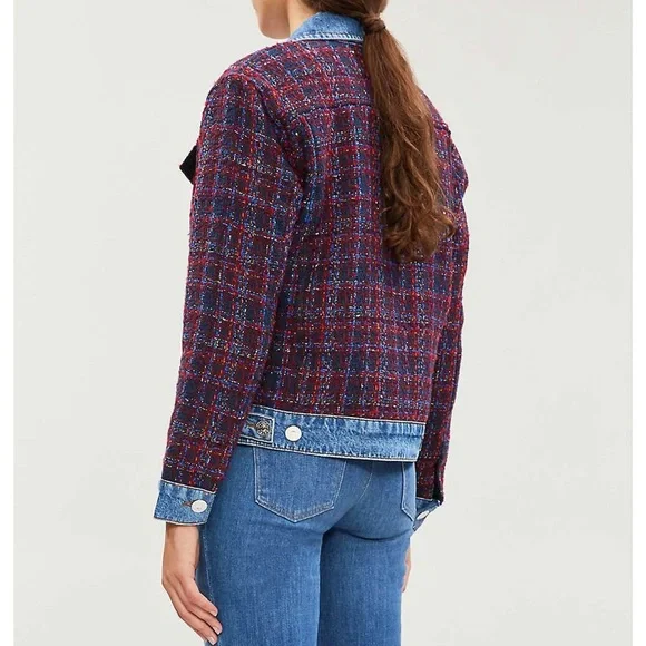 *SOLD* Sandro Chelsy Denim-Trimmed Tweed Jacket - Picture 8 of 12